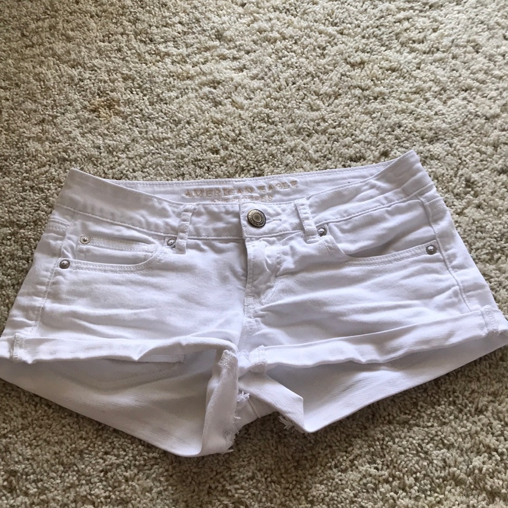 American Eagle white denim shorts